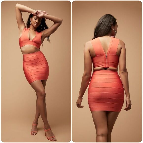 NWT Herve Leger x Forever 21 Bandage Skirt in Orange - Picture 1 of 9